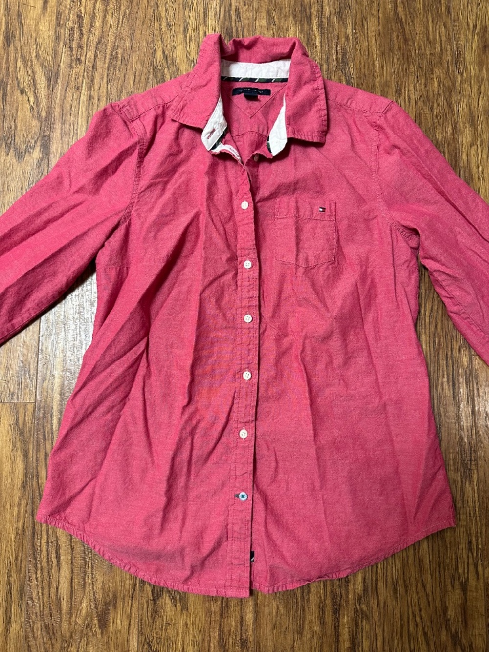 Tommy Hilfiger Women's Cotton Button Up Shirt Pink Size Medium